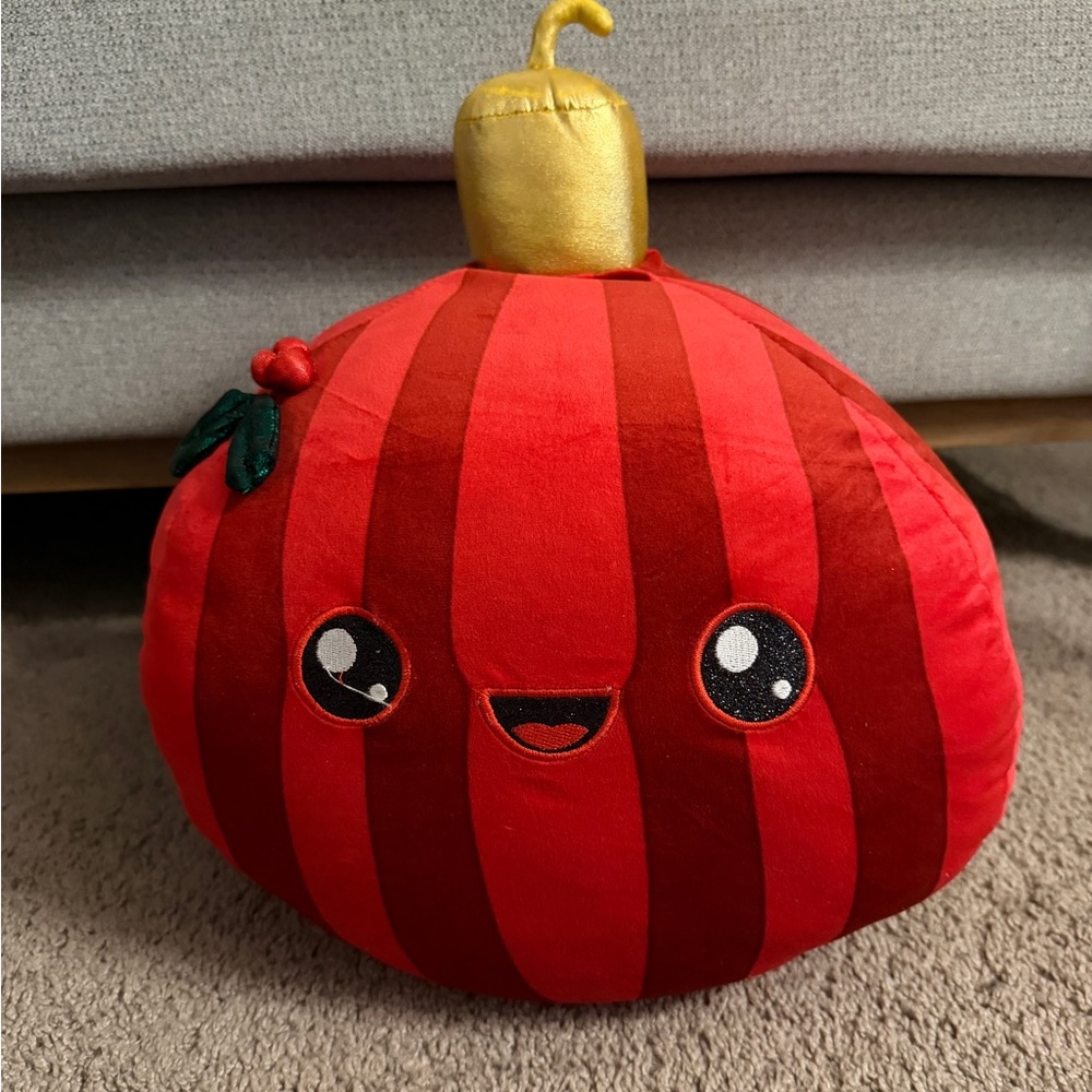 Red Plush Pumpkin with Gold Stem